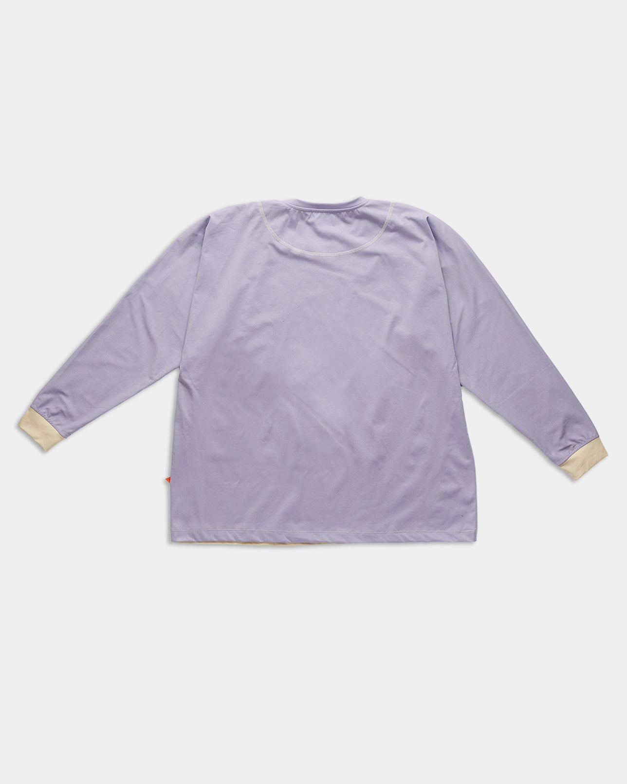MARSH Two Tone Long Sleeve T-Shirt - Corn Husk Cotton, Butter/Mauve