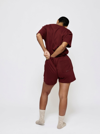 MARSH Drawstring Shorts - Yarn Dyed Cotton, Maroon