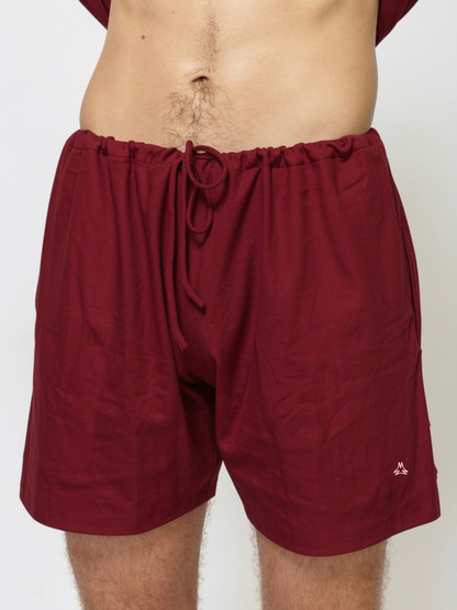 MARSH Drawstring Shorts - Yarn Dyed Cotton, Maroon
