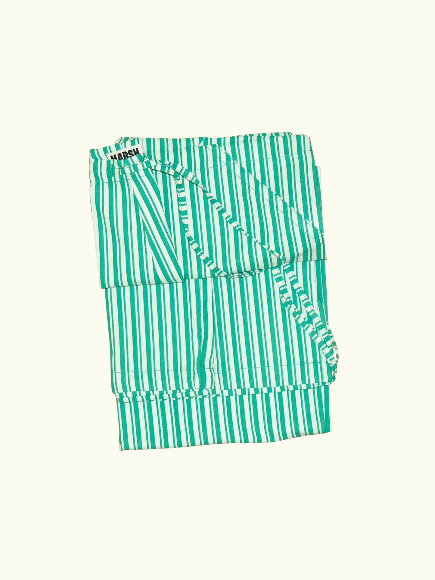 MARSH Drawstring Pant - Cotton Ripstop, Green / White Stripe