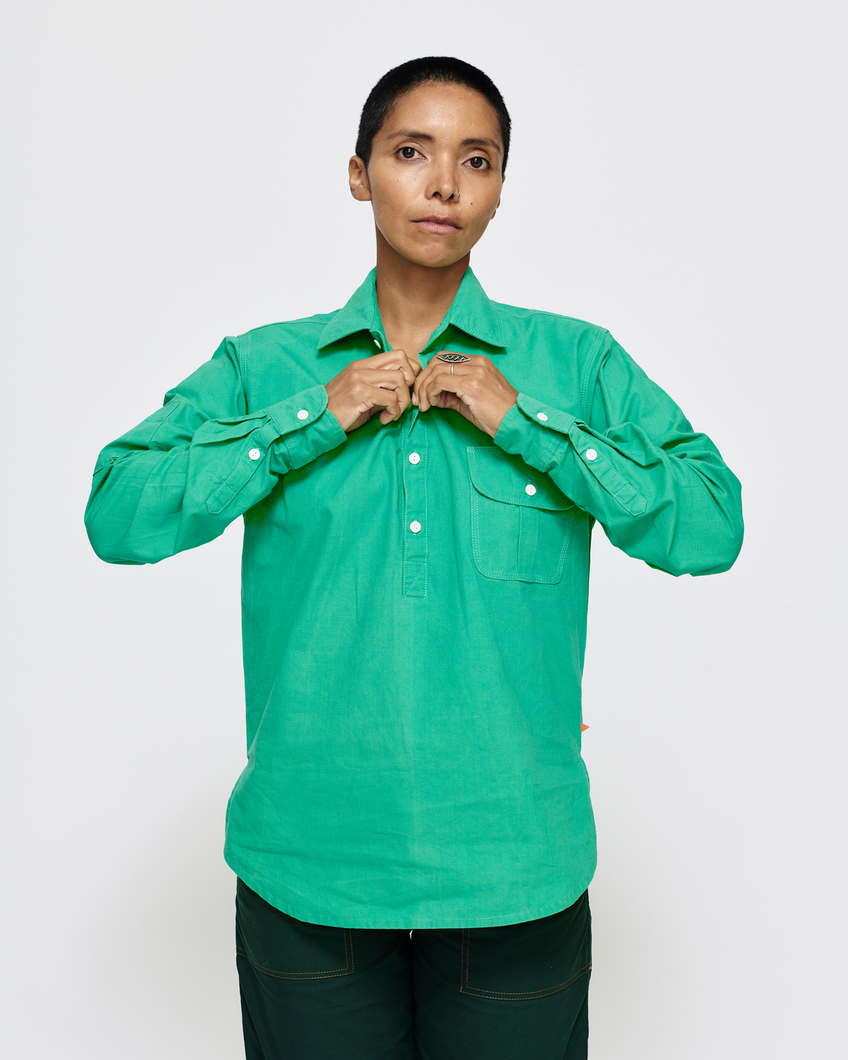 MARSH Button-Up Work Shirt - Cotton Ripstop, Bright Green - Marsh Workwear