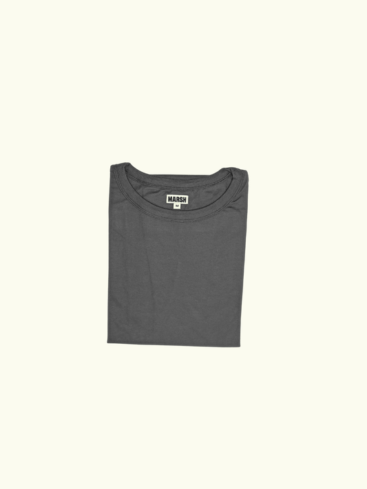 MARSH Everyday T-shirt Charcoal folded front and neckline