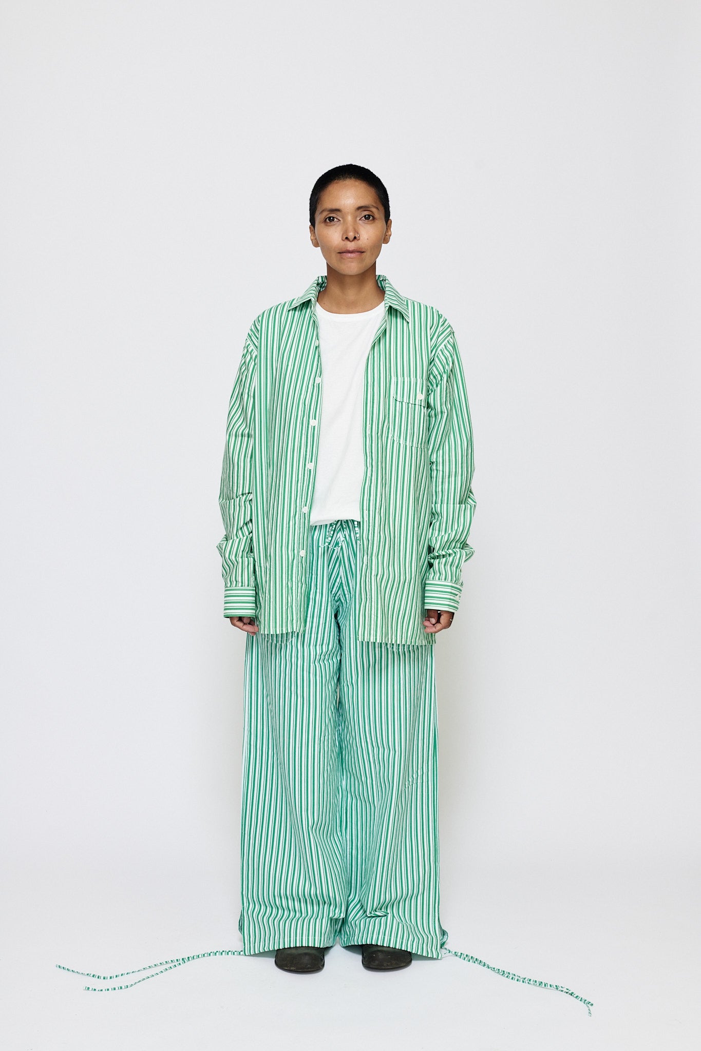 Chef Pant - Green and White Stripe