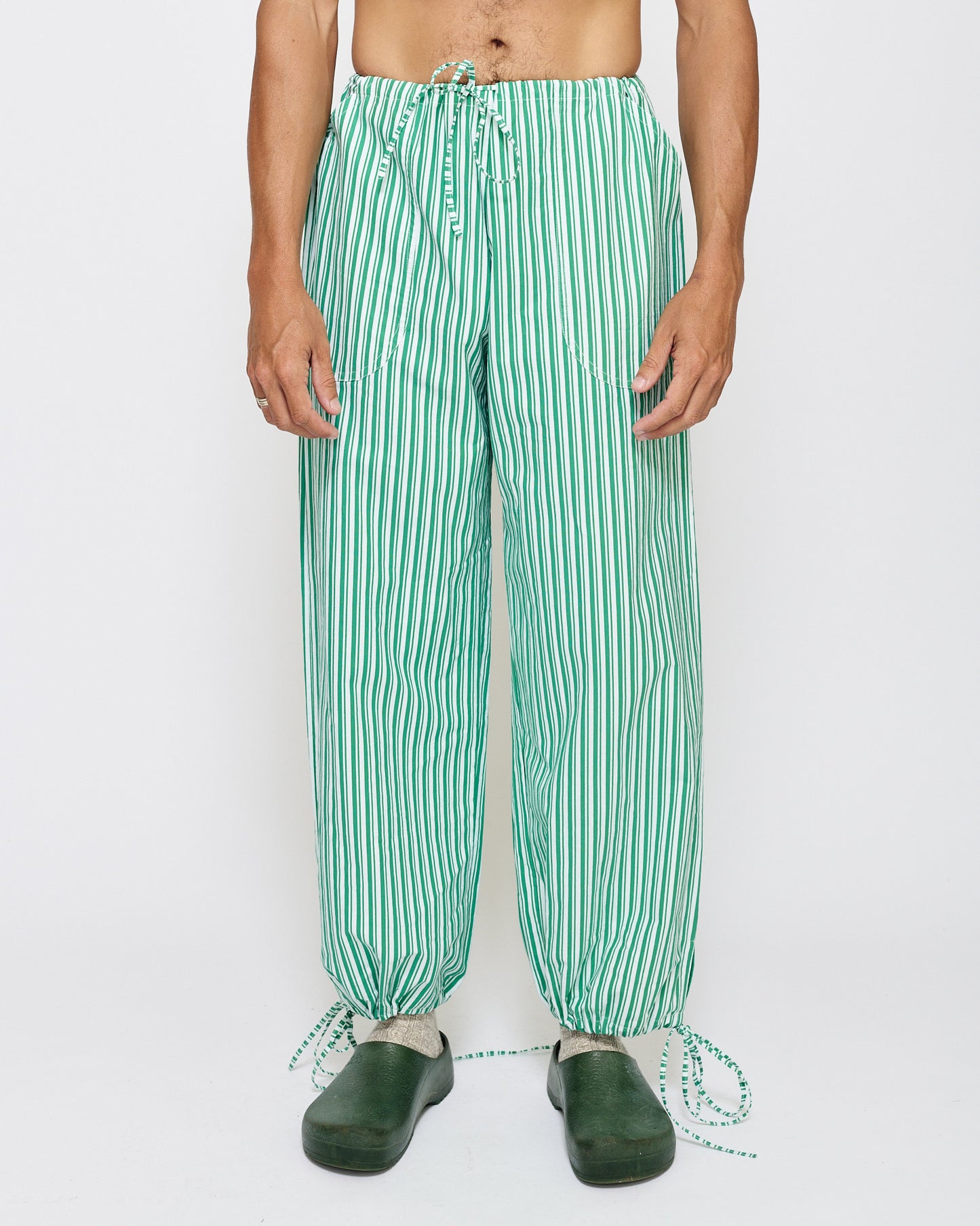 Chef Pant - Green and White Stripe